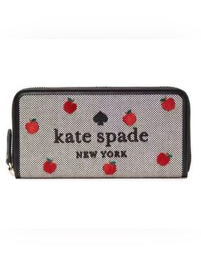 kate spade New York Black & Red Apple Print Zip Wallet